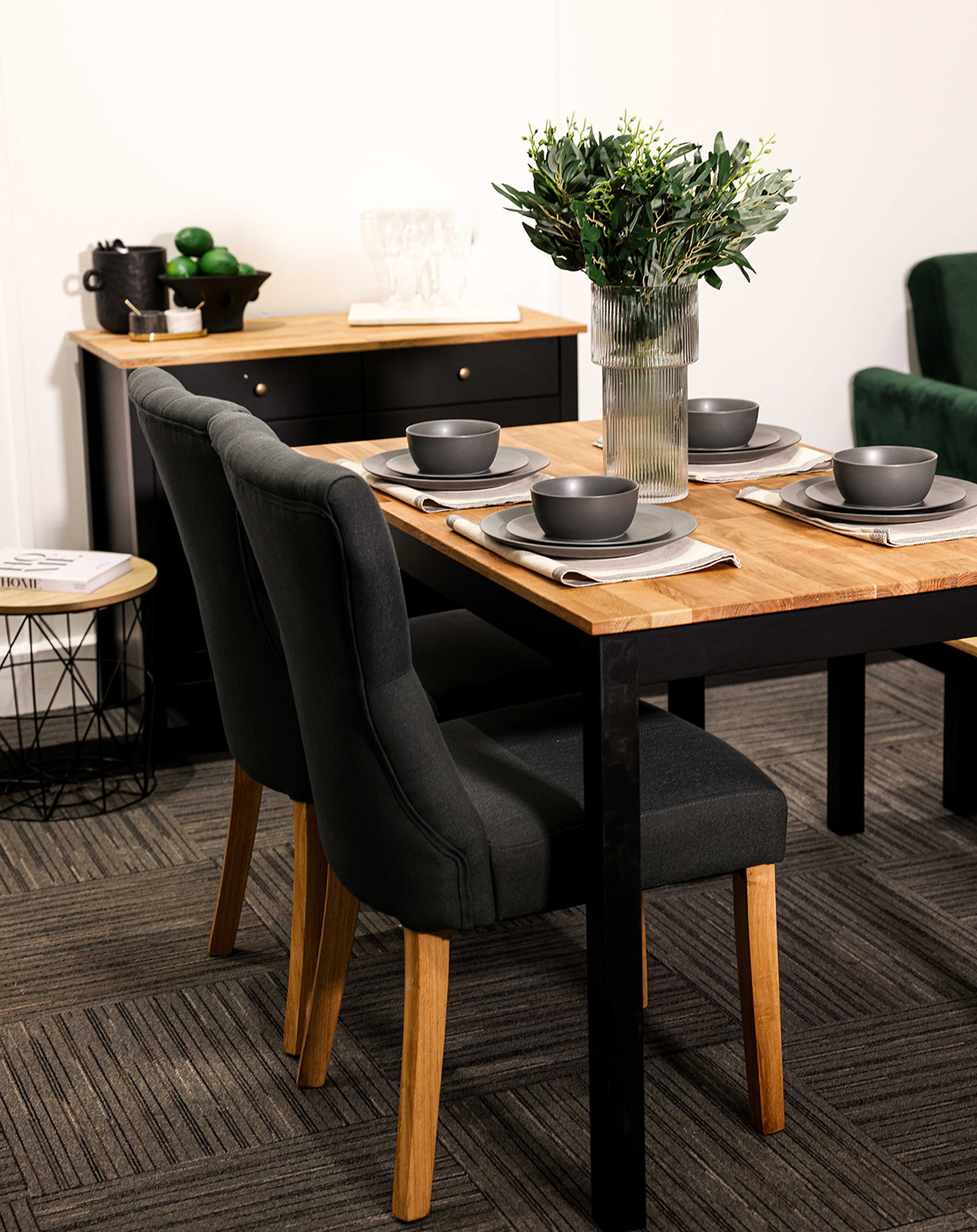 Copenhagen Dining Table Black Frame-Oiled Wood